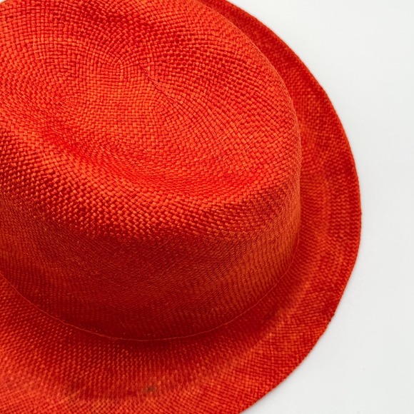 REINHARD PLANK Dennis Viscose Hat Fedora Large Orange Straw Vacation Beach NEW main image 11